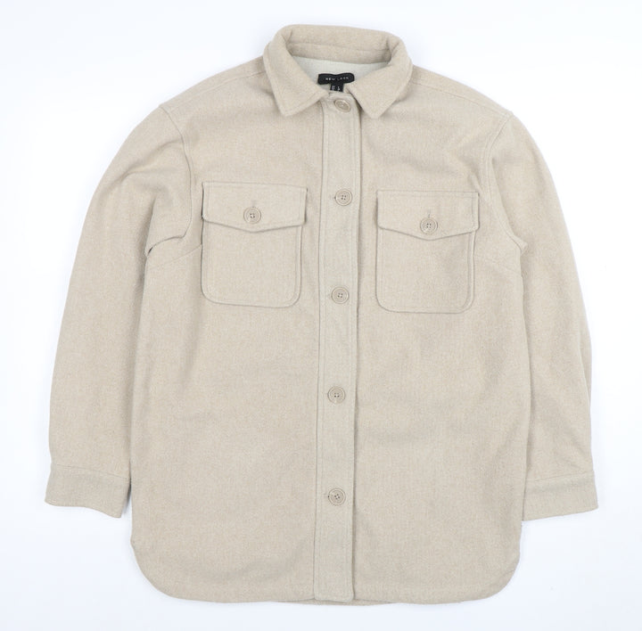 New Look Women Beige Regular Fit Basic Jacket Size 8