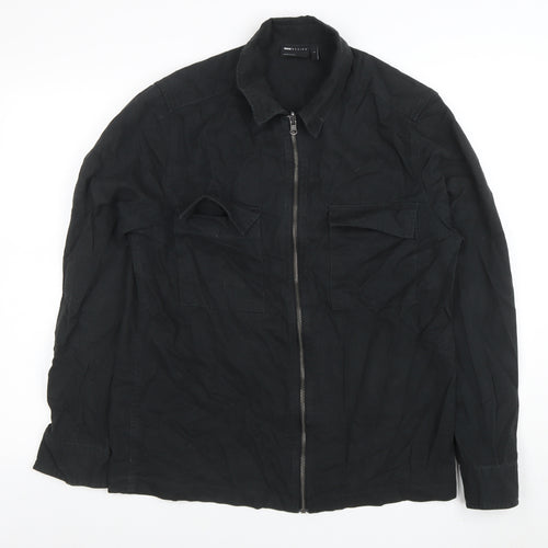 ASOS Design Men's Black Cotton Zip Jacket Size S Regular Fit