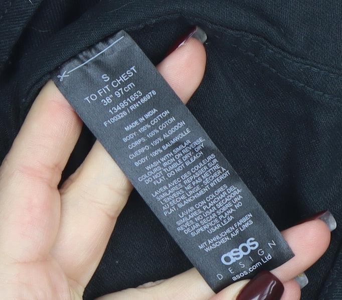 ASOS Design Men's Black Cotton Zip Jacket Size S Regular Fit