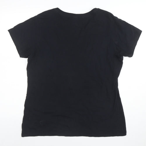 Port & Company Women Black V-Neck Short Sleeve Cotton Patriots T-Shirt L