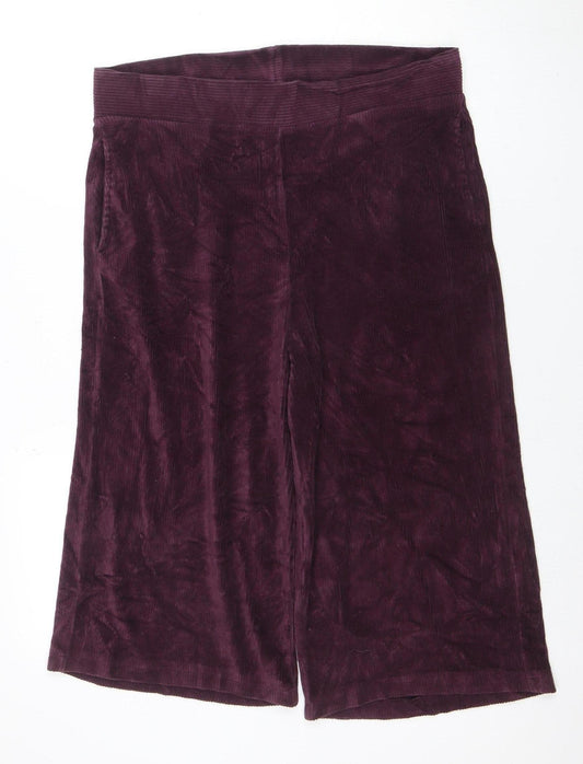 Marks and Spencer Women's Purple Wide-Leg Velvet Trousers Size 18