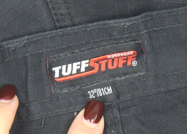 Tuff Stuff Men's Black 32 Cargo Work Shorts Polyester Cotton