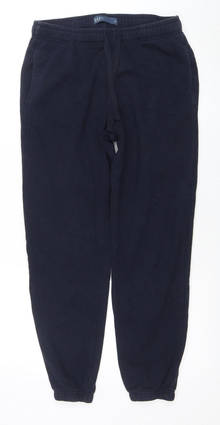 EASY Men's Black M Fleece Sweatpants with Elastic Waist