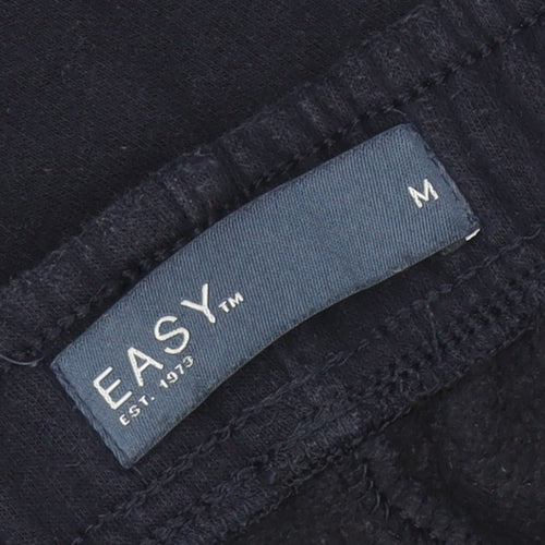 EASY Men's Black M Fleece Sweatpants with Elastic Waist