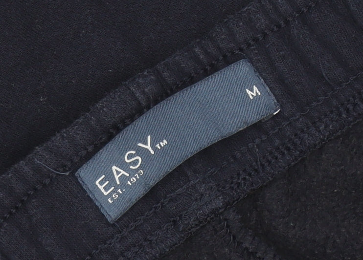 EASY Men's Black M Fleece Sweatpants with Elastic Waist