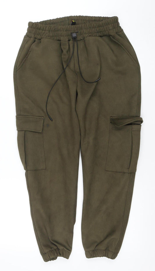 Off Black Women’s Green Cargo Trousers L Cotton Comfort Fit