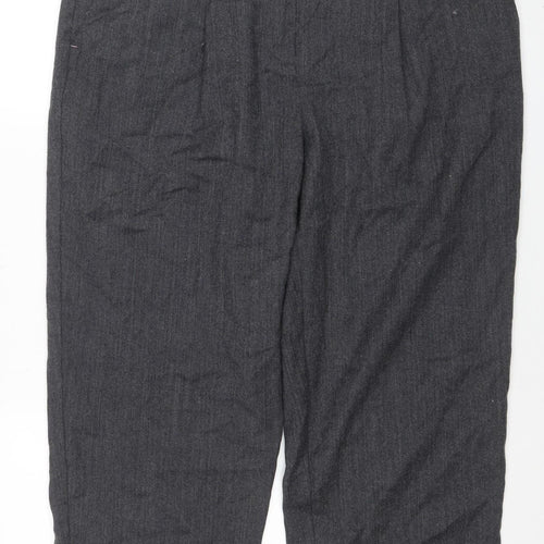 Marks and Spencer Per Una Women's Grey Size 18 Herringbone Straight Leg Trousers