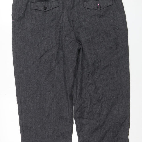Marks and Spencer Per Una Women's Grey Size 18 Herringbone Straight Leg Trousers