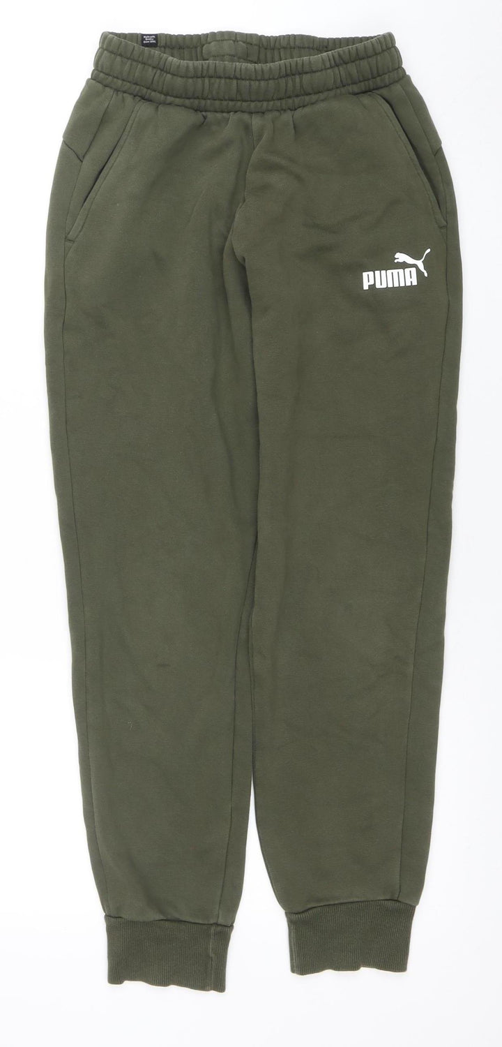 Puma Womens Green Jogger Sweatpants M Regular Fit Cotton Blend
