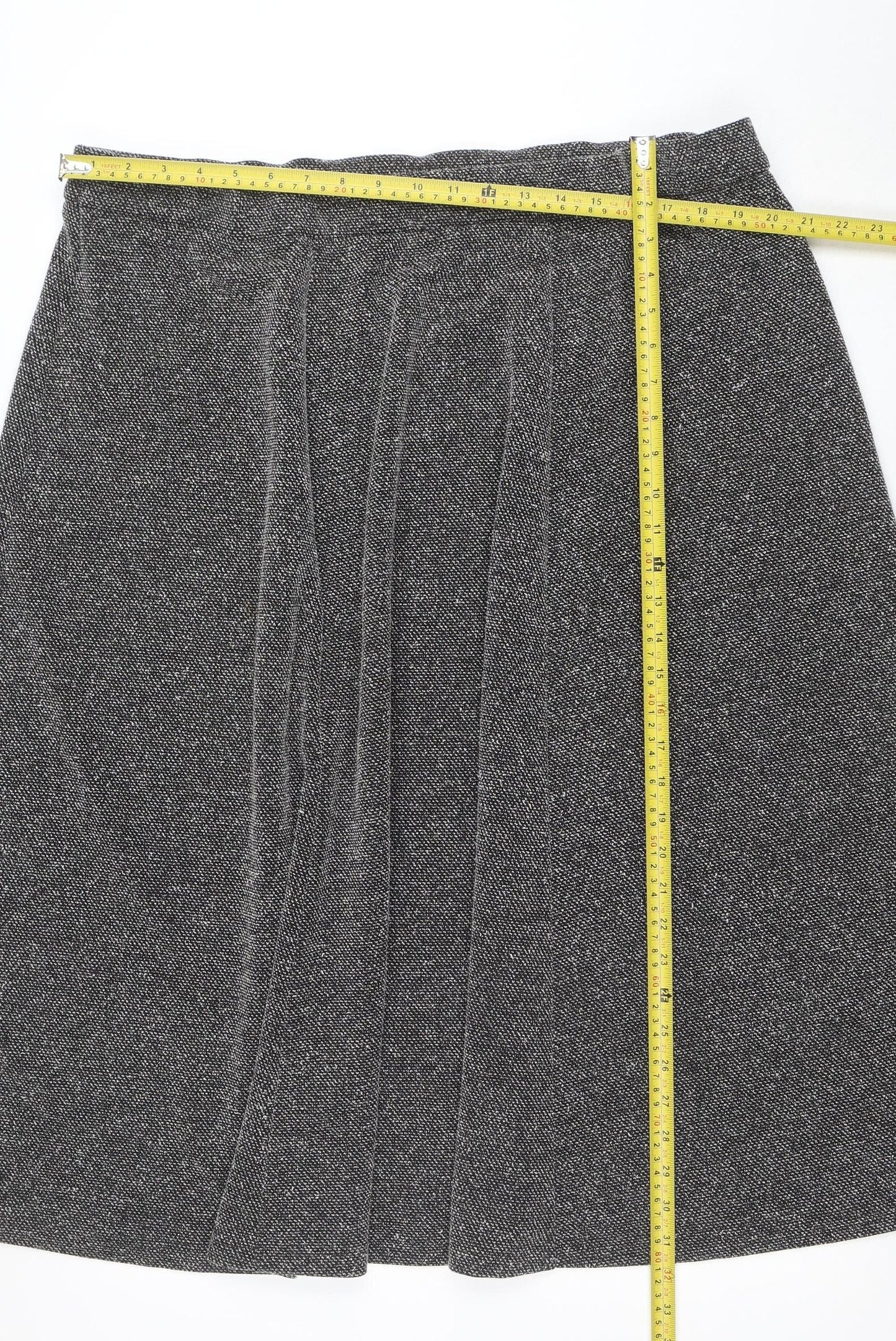 Bonmarché Women’s Grey A-Line Midi Skirt Size 22 Tweed Polyester Blend
