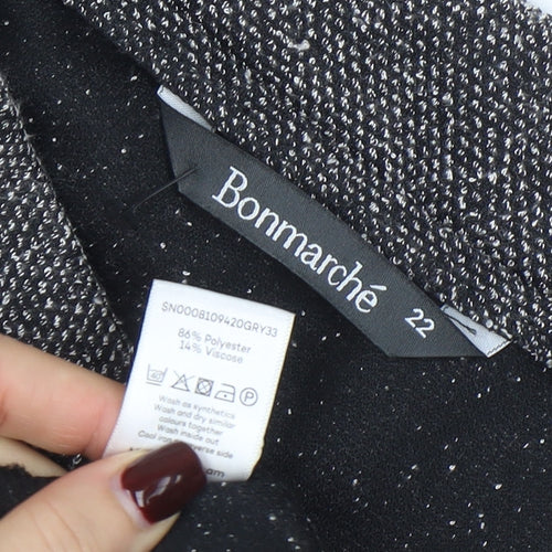 Bonmarché Women’s Grey A-Line Midi Skirt Size 22 Tweed Polyester Blend