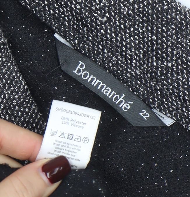 Bonmarché Women’s Grey A-Line Midi Skirt Size 22 Tweed Polyester Blend