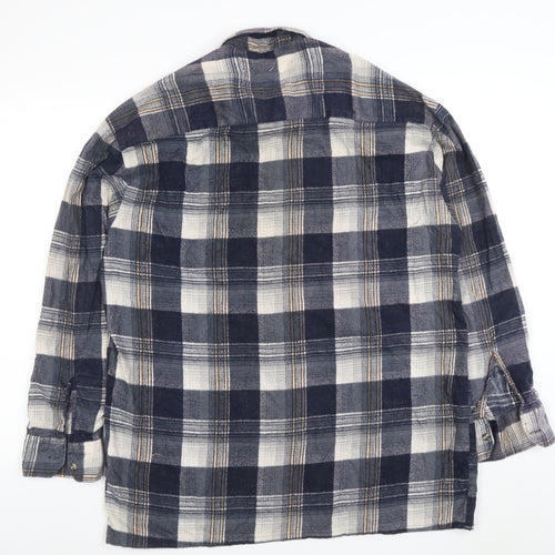 Carlo C. Santini Men's Blue Check Flannel Cotton Button-Up Shirt XL