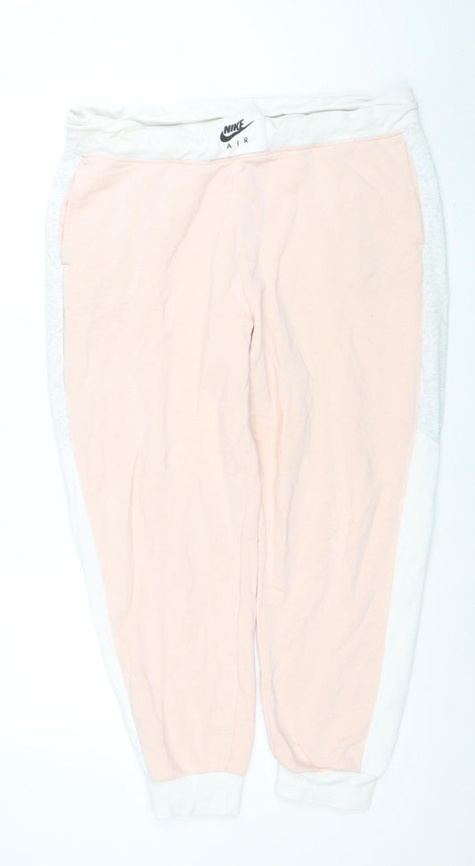 Nike Womens Pink Jogger Trousers XL Cotton Blend Activewear