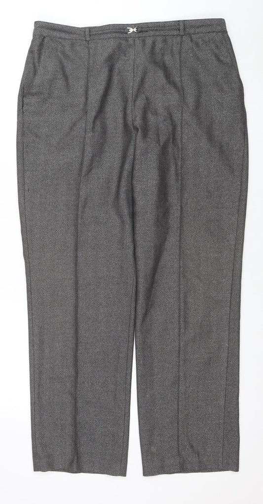 Eastex Womens Grey Herringbone Elastic Waist Trousers Size 16