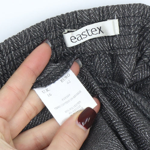 Eastex Womens Grey Herringbone Elastic Waist Trousers Size 16