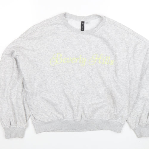 H&M Divided Women Grey Beverly Hills Crew Neck Pullover Sweatshirt XS