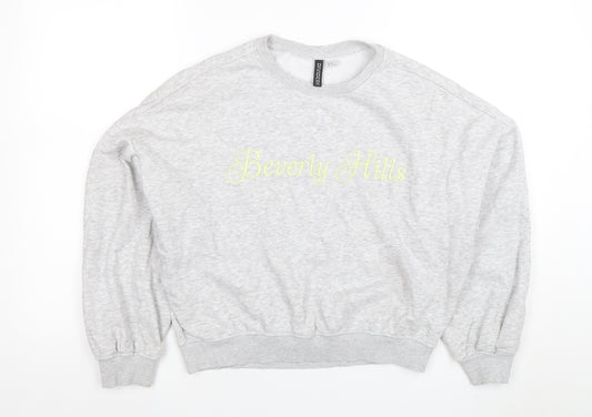 H&M Divided Women Grey Beverly Hills Crew Neck Pullover Sweatshirt XS
