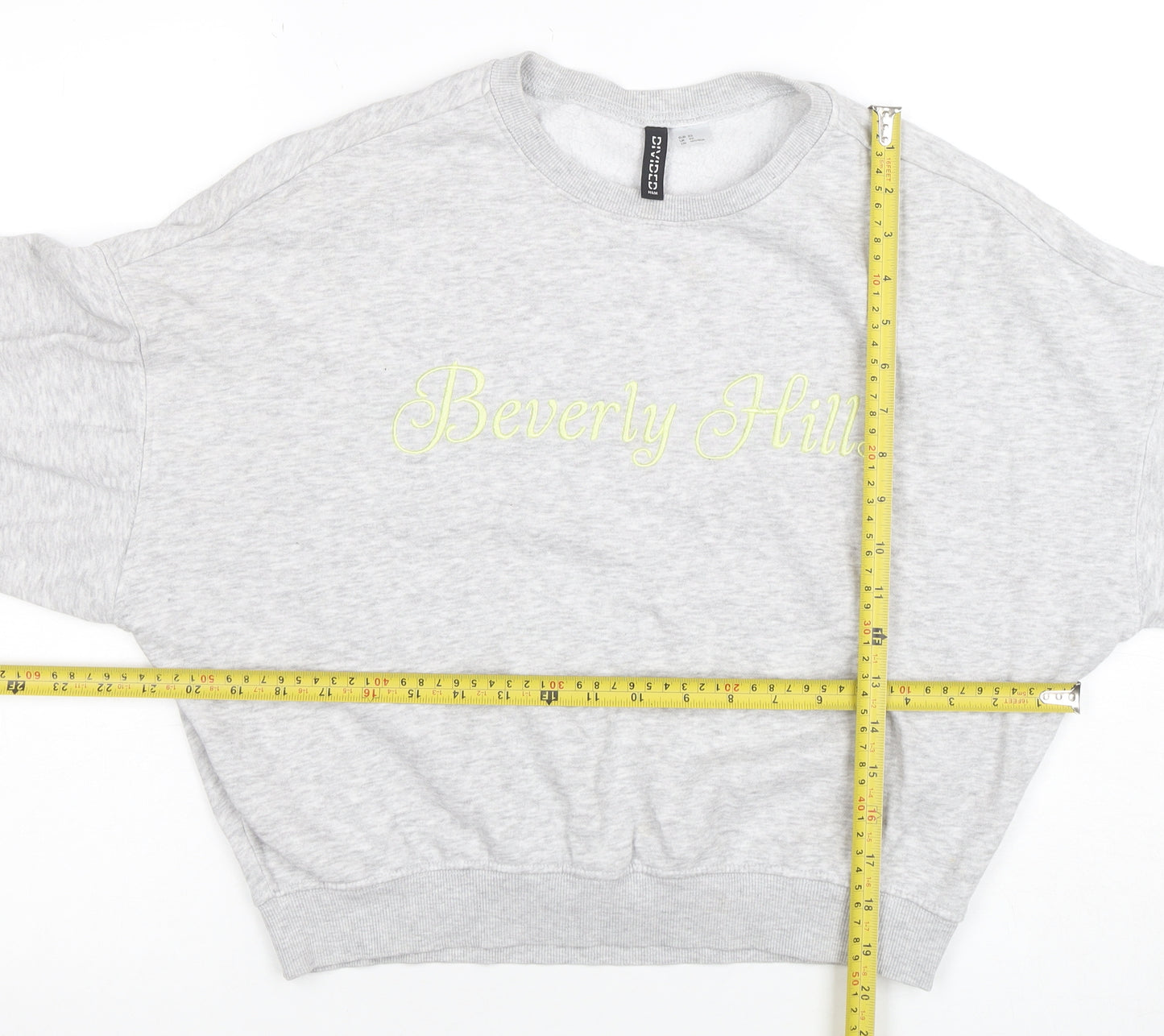 H&M Divided Women Grey Beverly Hills Crew Neck Pullover Sweatshirt XS