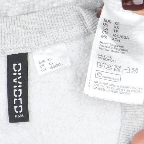 H&M Divided Women Grey Beverly Hills Crew Neck Pullover Sweatshirt XS