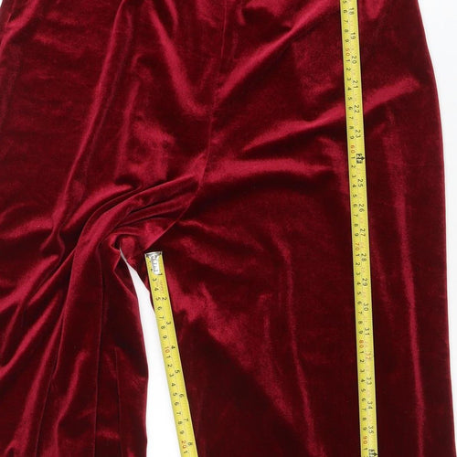 PrettyLittleThing Women Red Velvet High Neck Sleeveless Jumpsuit UK 16