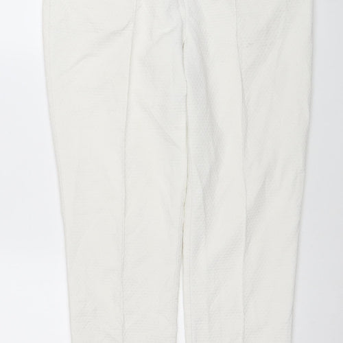 Topshop Women’s White Tapered Cotton Stretch Trousers Size 12