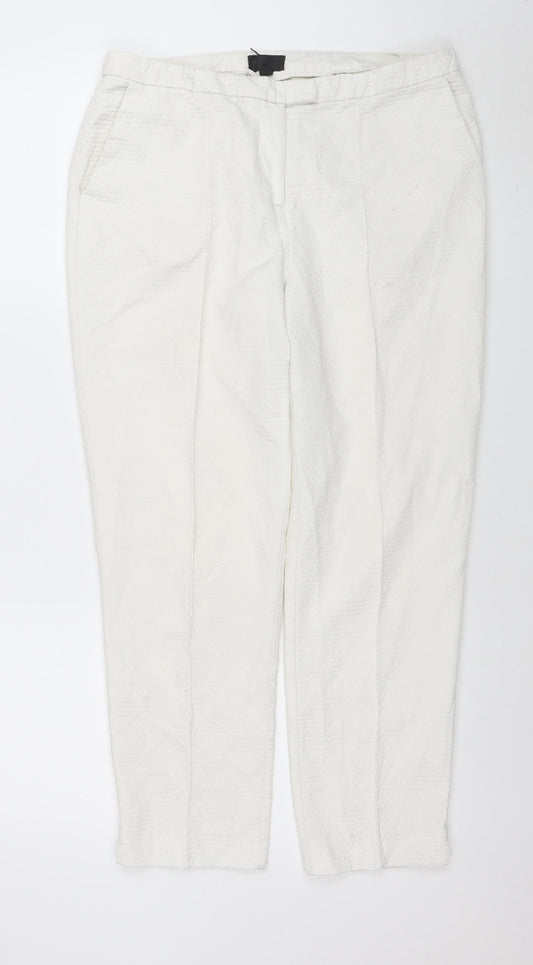 Topshop Women’s White Tapered Cotton Stretch Trousers Size 12