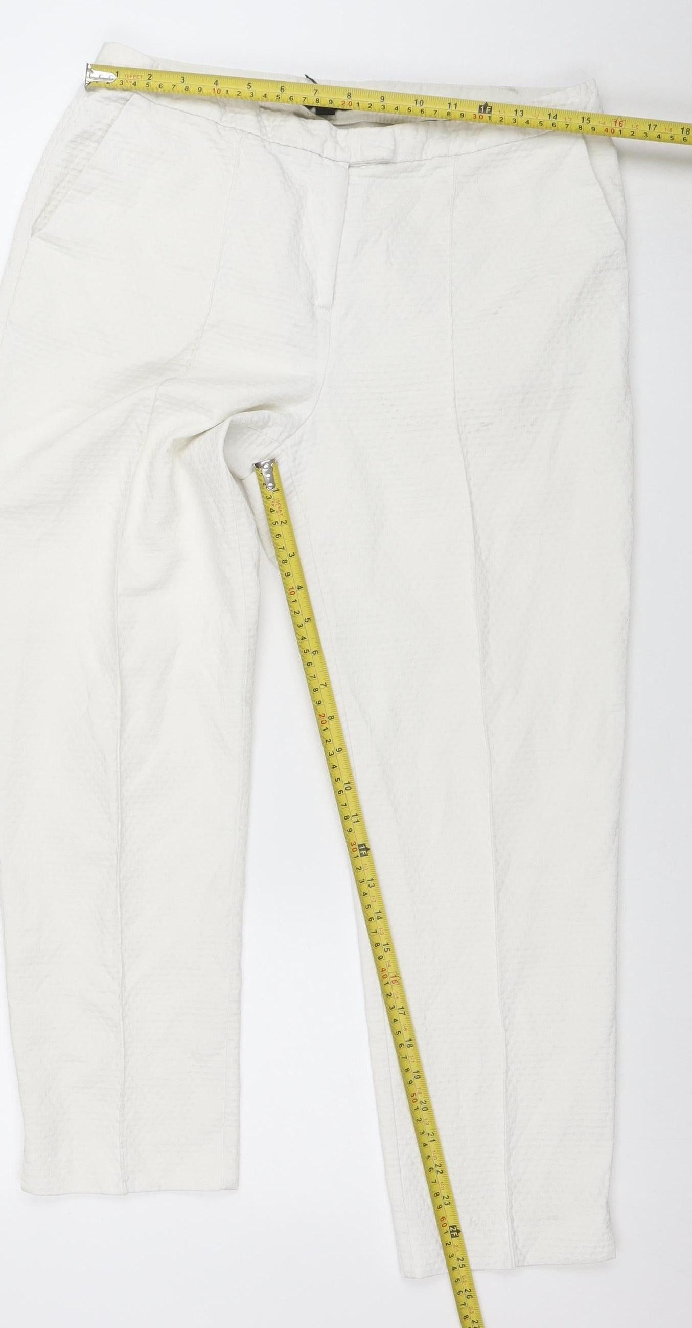Topshop Women’s White Tapered Cotton Stretch Trousers Size 12