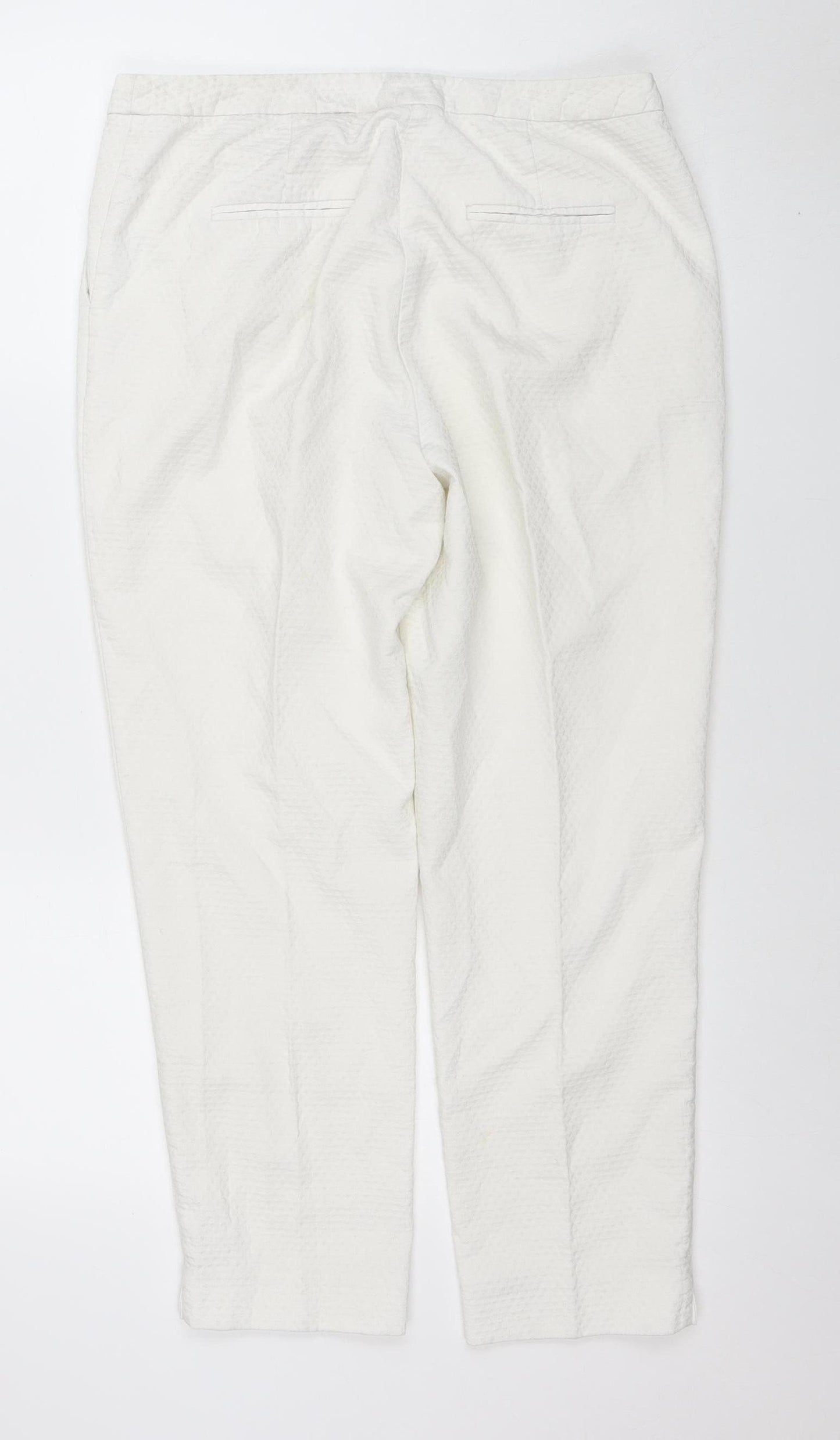 Topshop Women’s White Tapered Cotton Stretch Trousers Size 12