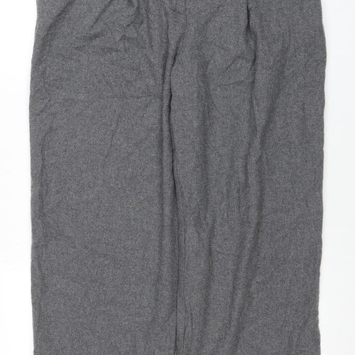 H&M Women Grey Size 16 Wide-Leg Wool Blend Trousers