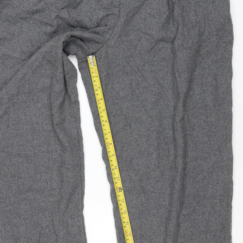 H&M Women Grey Size 16 Wide-Leg Wool Blend Trousers
