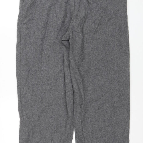 H&M Women Grey Size 16 Wide-Leg Wool Blend Trousers
