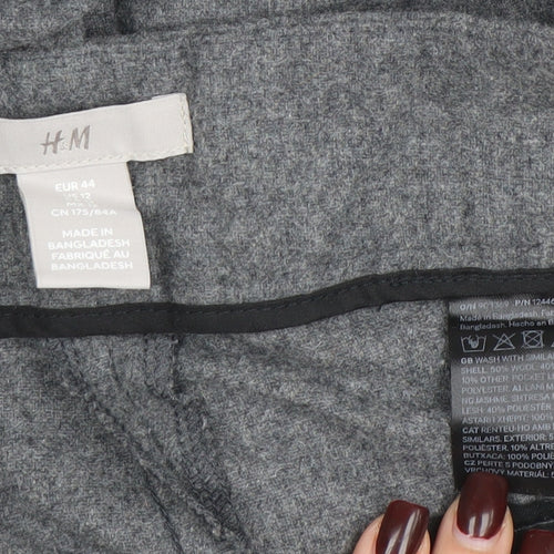 H&M Women Grey Size 16 Wide-Leg Wool Blend Trousers