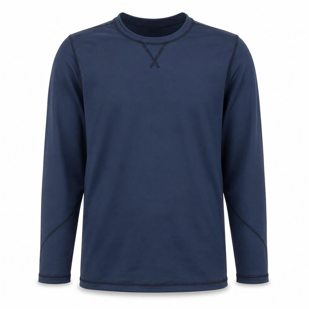 Front view of Decathlon Men’s Blue Long Sleeve Athletic Polyester T-Shirt, size L
