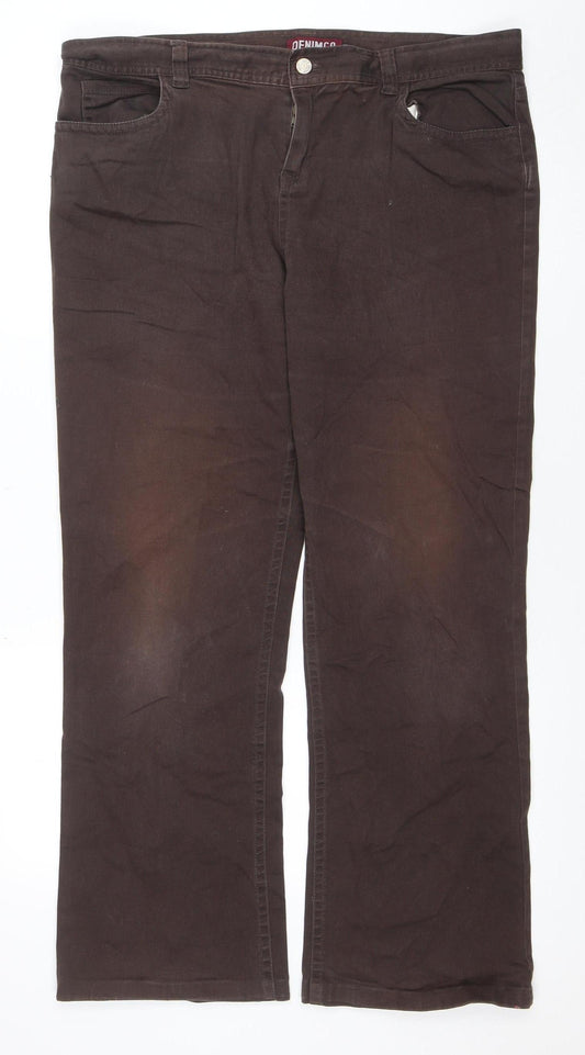 DENIMCO Women's Brown Straight Regular Fit Stretch Jeans Size 18