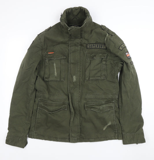 Superdry Women’s Green Military Jacket L Cotton Mid-Length