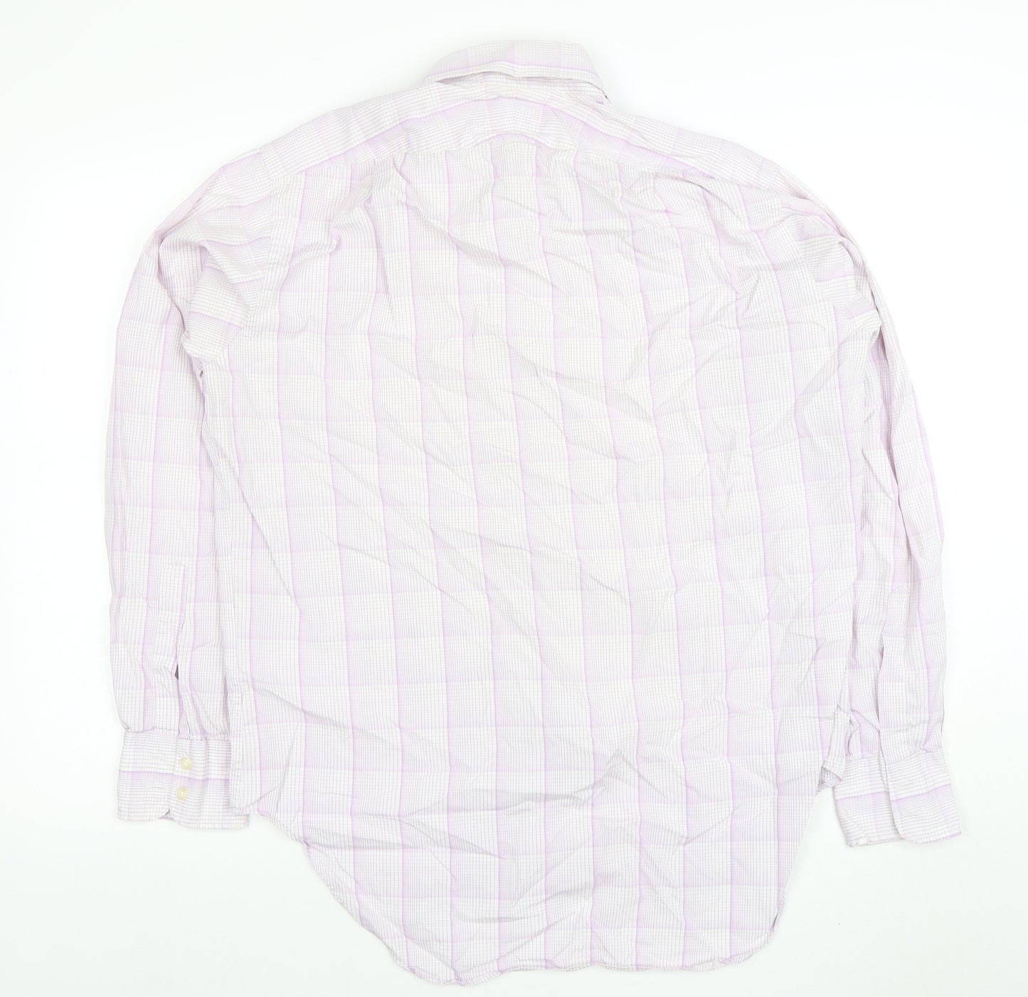 T.M. Lewin Men's Pink Check Cotton Button-Up Shirt Size 16 Regular