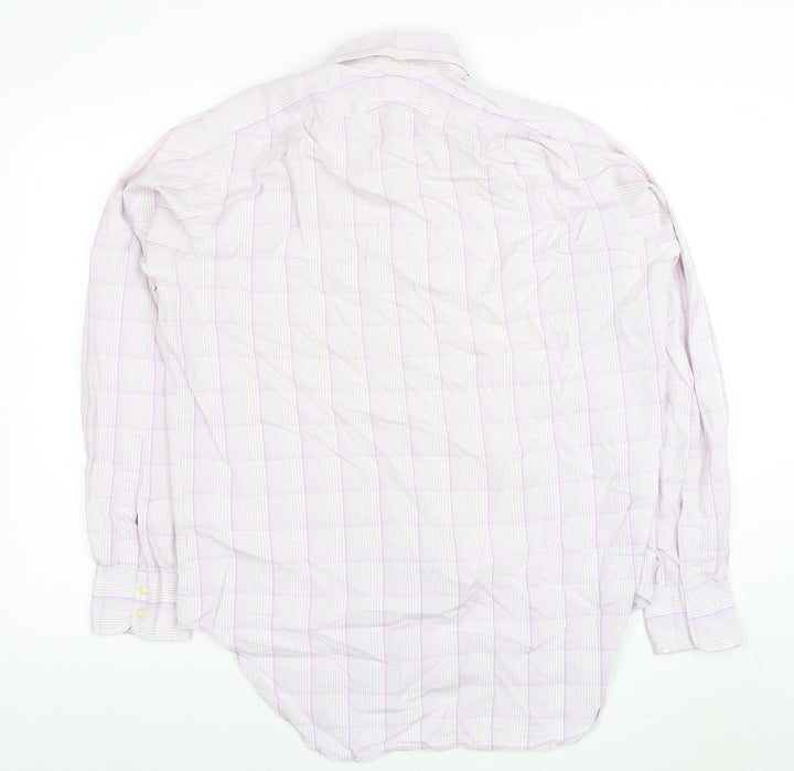 T.M. Lewin Men's Pink Check Cotton Button-Up Shirt Size 16 Regular