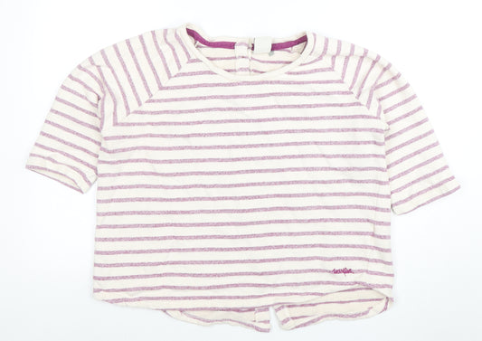 Weird Fish Womens Pink Striped Cotton 3/4 Sleeve T-Shirt Size 14