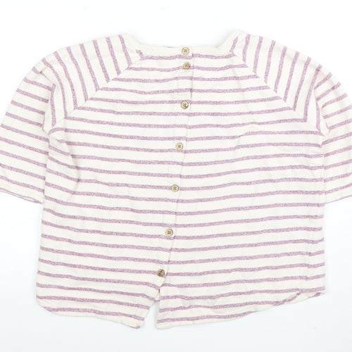 Weird Fish Womens Pink Striped Cotton 3/4 Sleeve T-Shirt Size 14