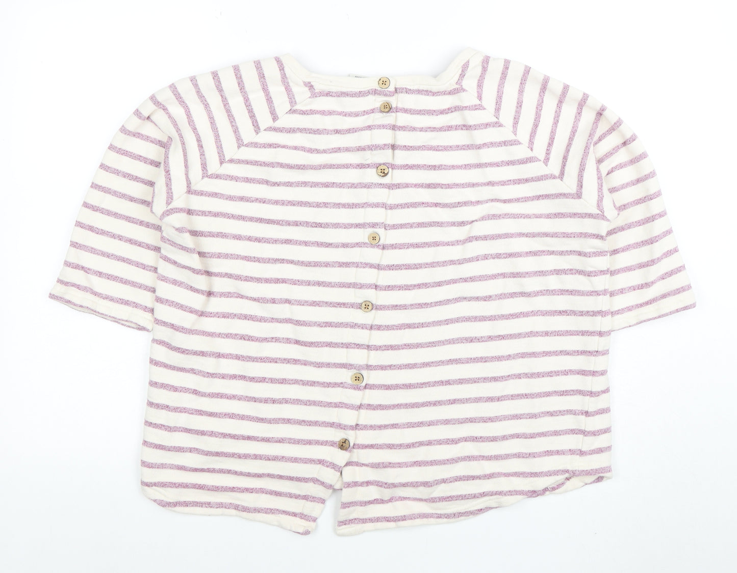 Weird Fish Womens Pink Striped Cotton 3/4 Sleeve T-Shirt Size 14