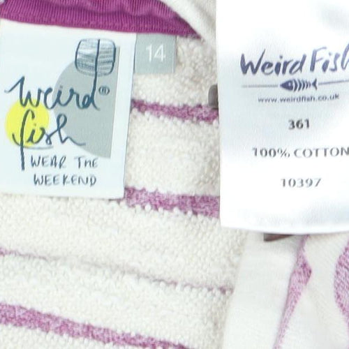 Weird Fish Womens Pink Striped Cotton 3/4 Sleeve T-Shirt Size 14
