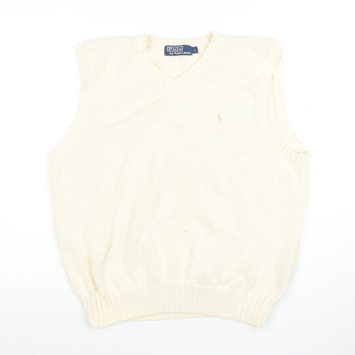 Ralph Lauren Men's Ivory Cotton V-Neck Sleeveless Vest L