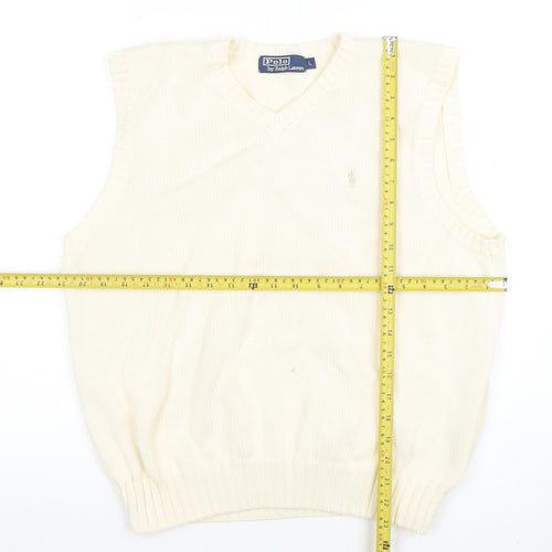 Ralph Lauren Men's Ivory Cotton V-Neck Sleeveless Vest L