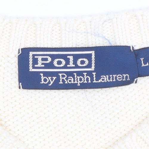 Ralph Lauren Men's Ivory Cotton V-Neck Sleeveless Vest L