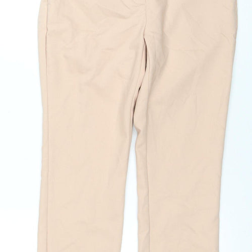 Zara Basic Women Beige Cropped Trousers Size M Slim Fit