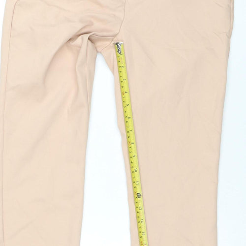 Zara Basic Women Beige Cropped Trousers Size M Slim Fit