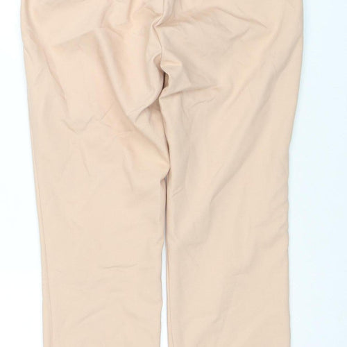 Zara Basic Women Beige Cropped Trousers Size M Slim Fit