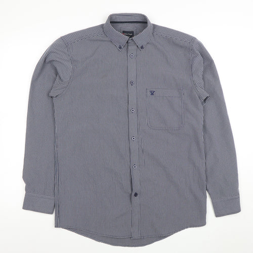 James Pringle Men's Blue Check Long Sleeve Button-Up Shirt Size S