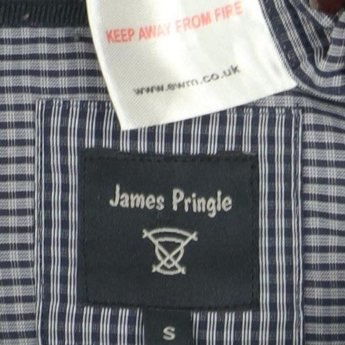 James Pringle Men's Blue Check Long Sleeve Button-Up Shirt Size S